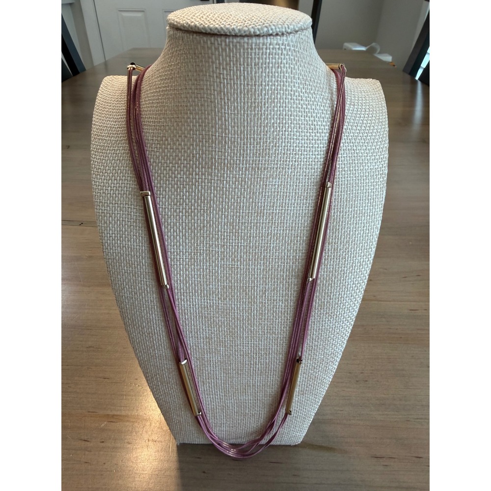 Loft Outlet Minimalist Layered Necklace Women OS Mauve Gold Multi-Strand Bar
